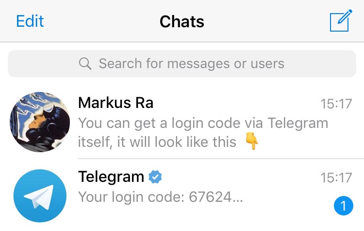 Scanning the Telegram Web QR-code login prompt from a phone